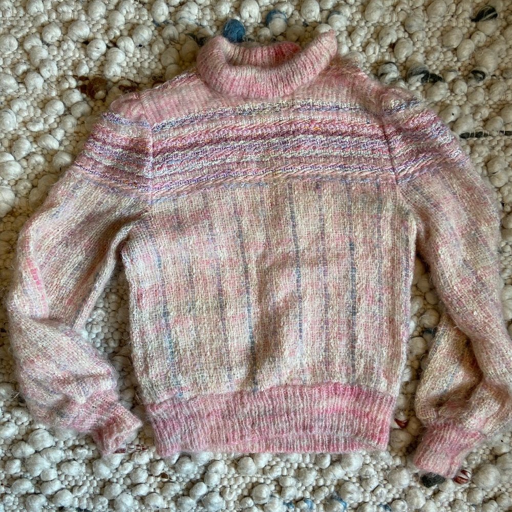 Pink Multicolor Women's Crew Neck Sweater